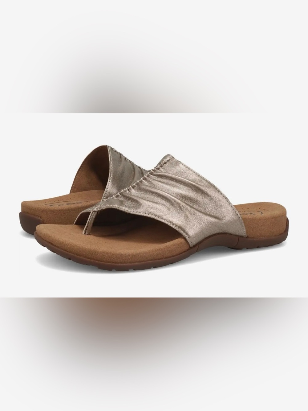 Taos footwear Gift 2 Champagne Metallic Slip On comfort sandals size 9 $150